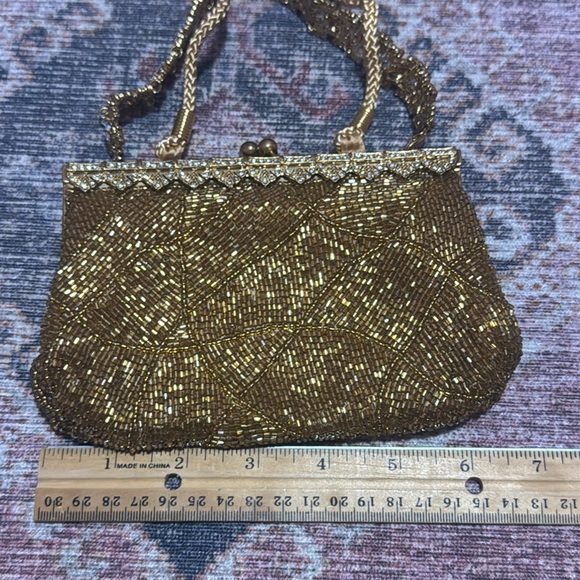 Vintage Gold Beaded Clutch Evening Purse - Picture 5 of 5